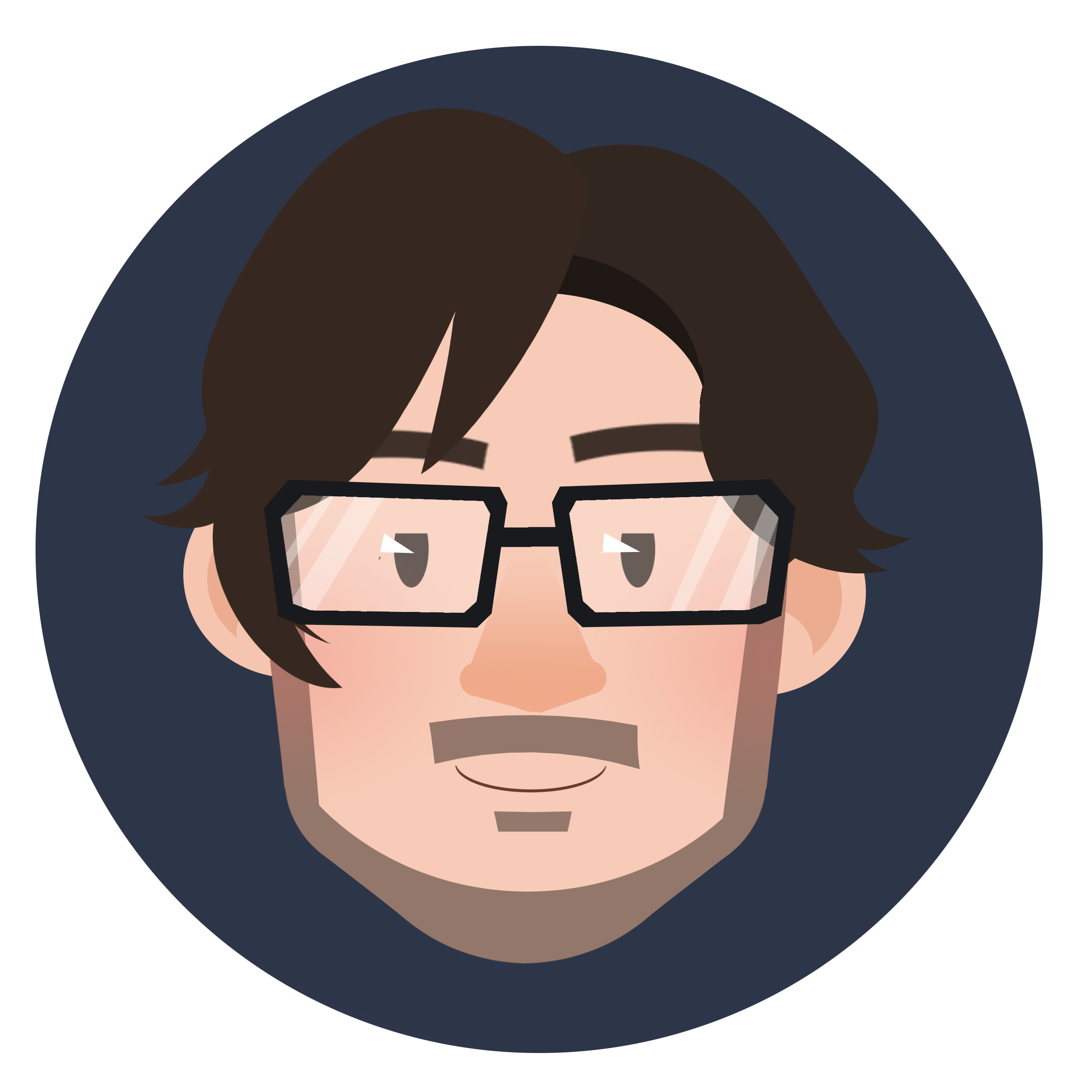 a logo with the creator's face